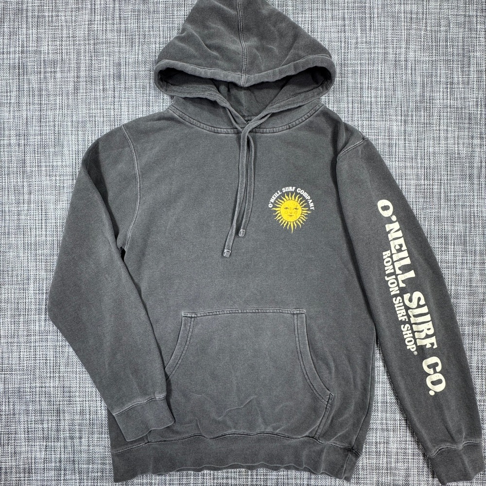 O'Neill Ron Jon Hoodie Small Gray Sun Floral Graphic Cotton Blend Unisex Surf